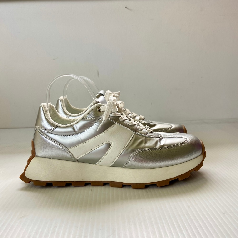 Lucky Step Metallic Silver Platform Sneakers Womens 10